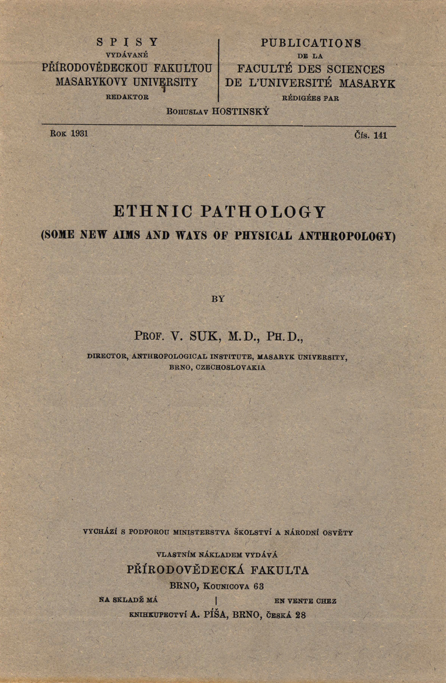 Obálka pro Ethnic pathology: some new aims and ways of physical anthropology