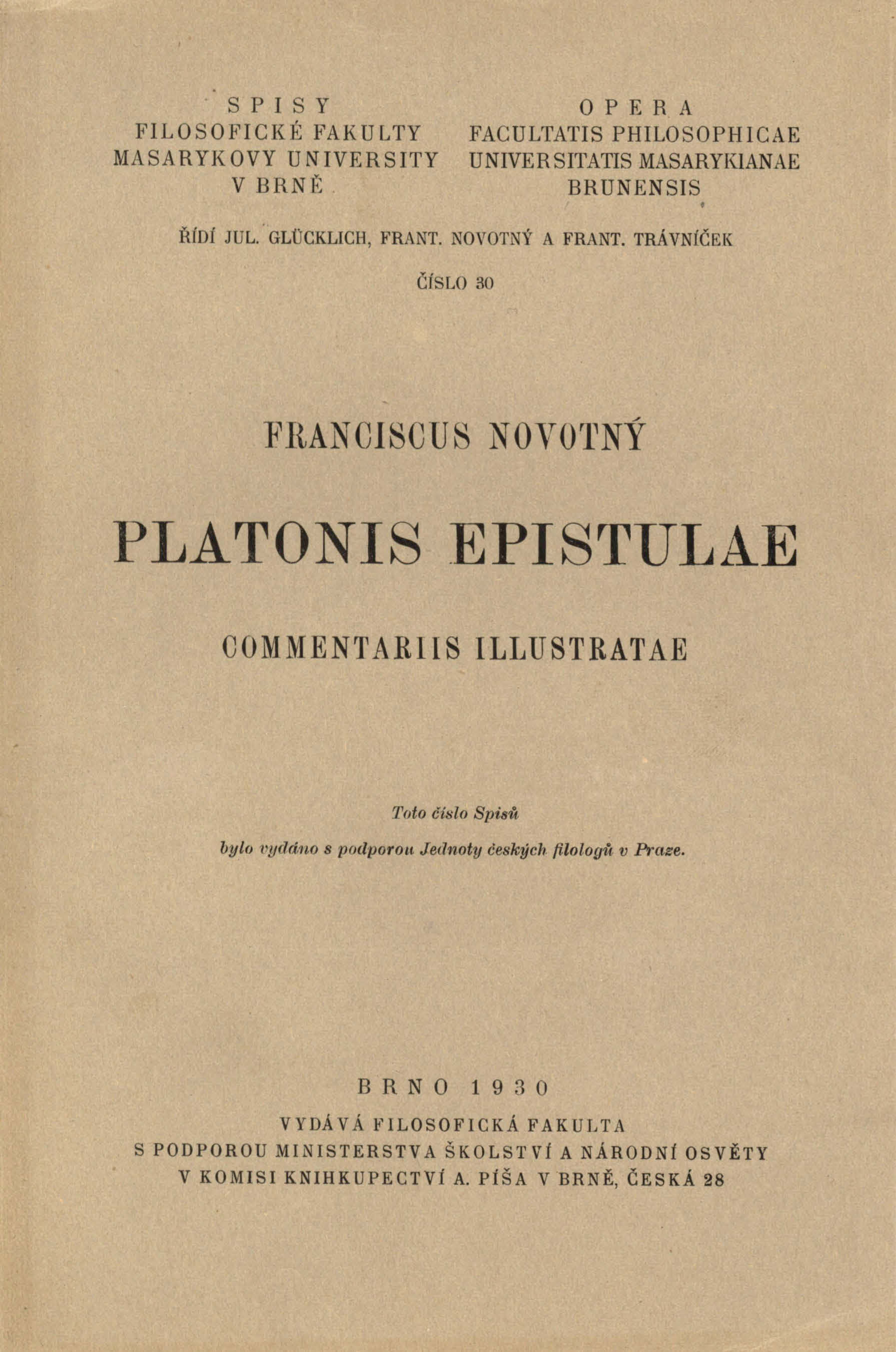 Obálka pro Platonis epistulae commentariis illustratae