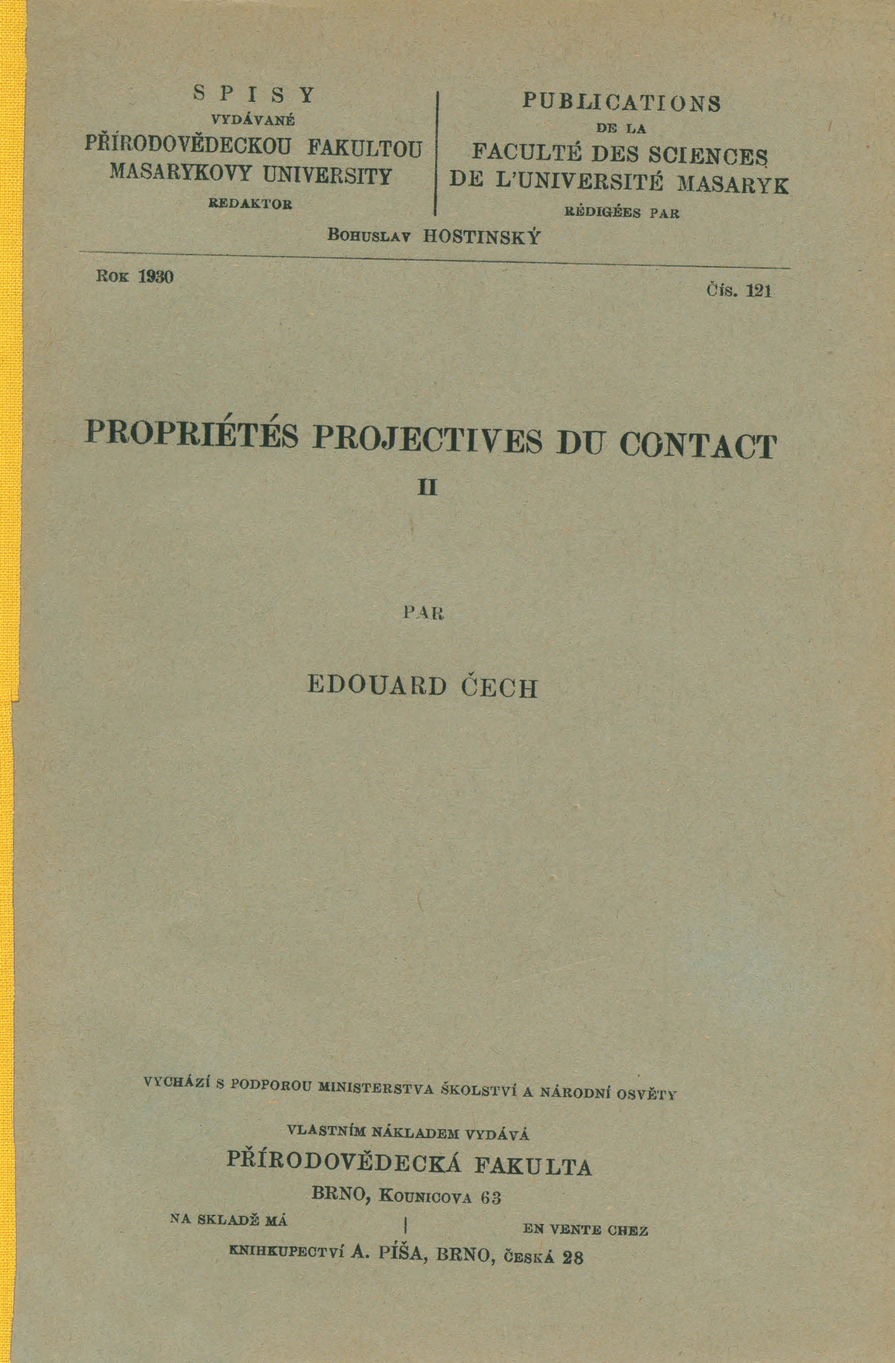 Obálka pro Propriétés projectives du contact. II.