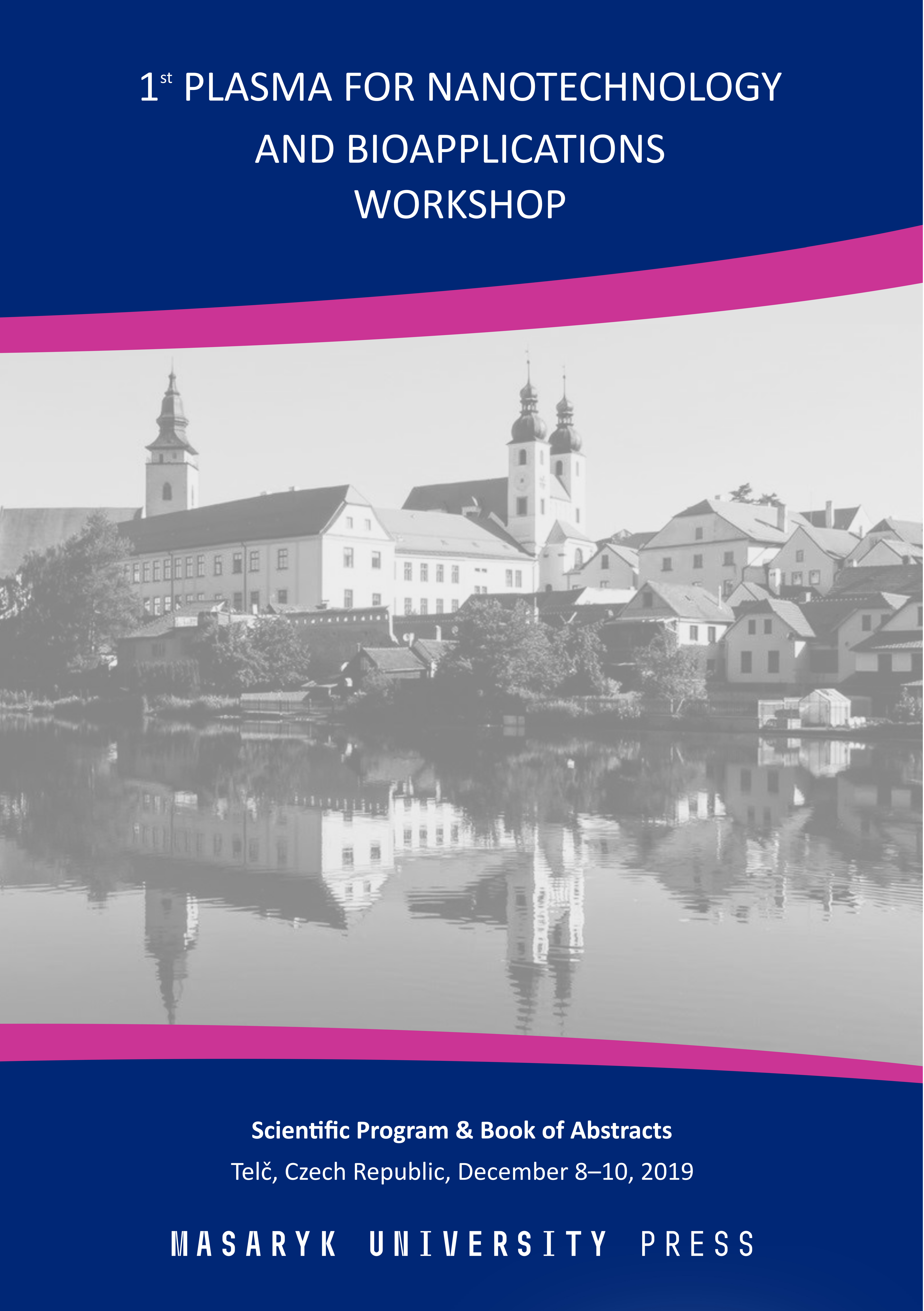 Obálka pro Book of Abstracts, 1st Plasma for Nanotechnology and Bioapplications Workshop