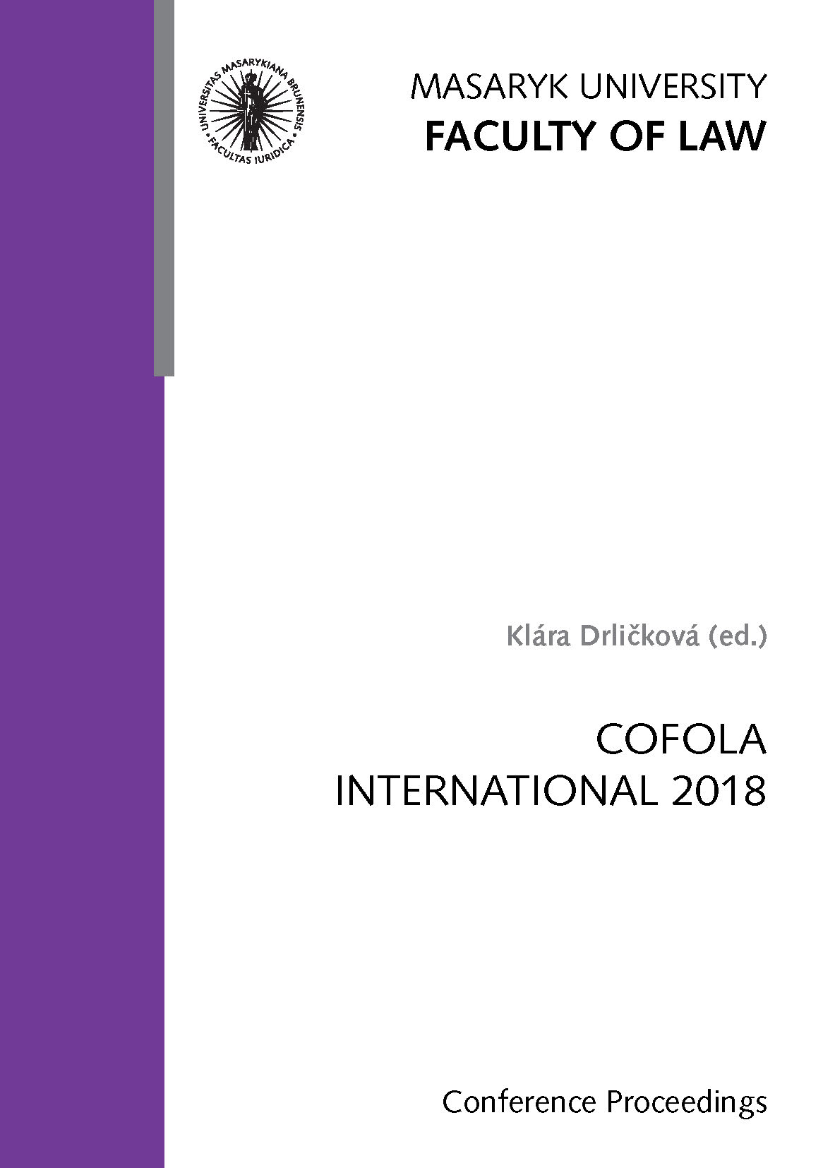 Obálka pro COFOLA International 2018. Conference Proceedings