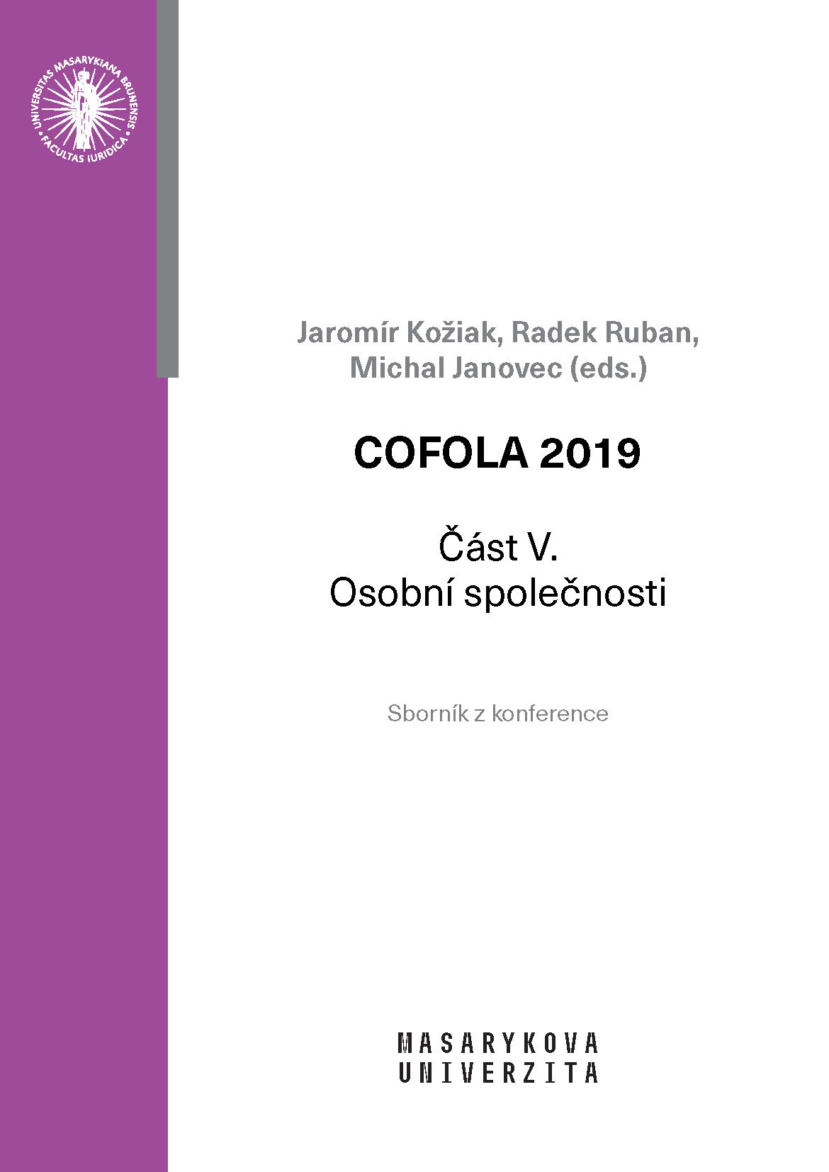 Obálka pro COFOLA 2019. Část V. – Osobní společnosti