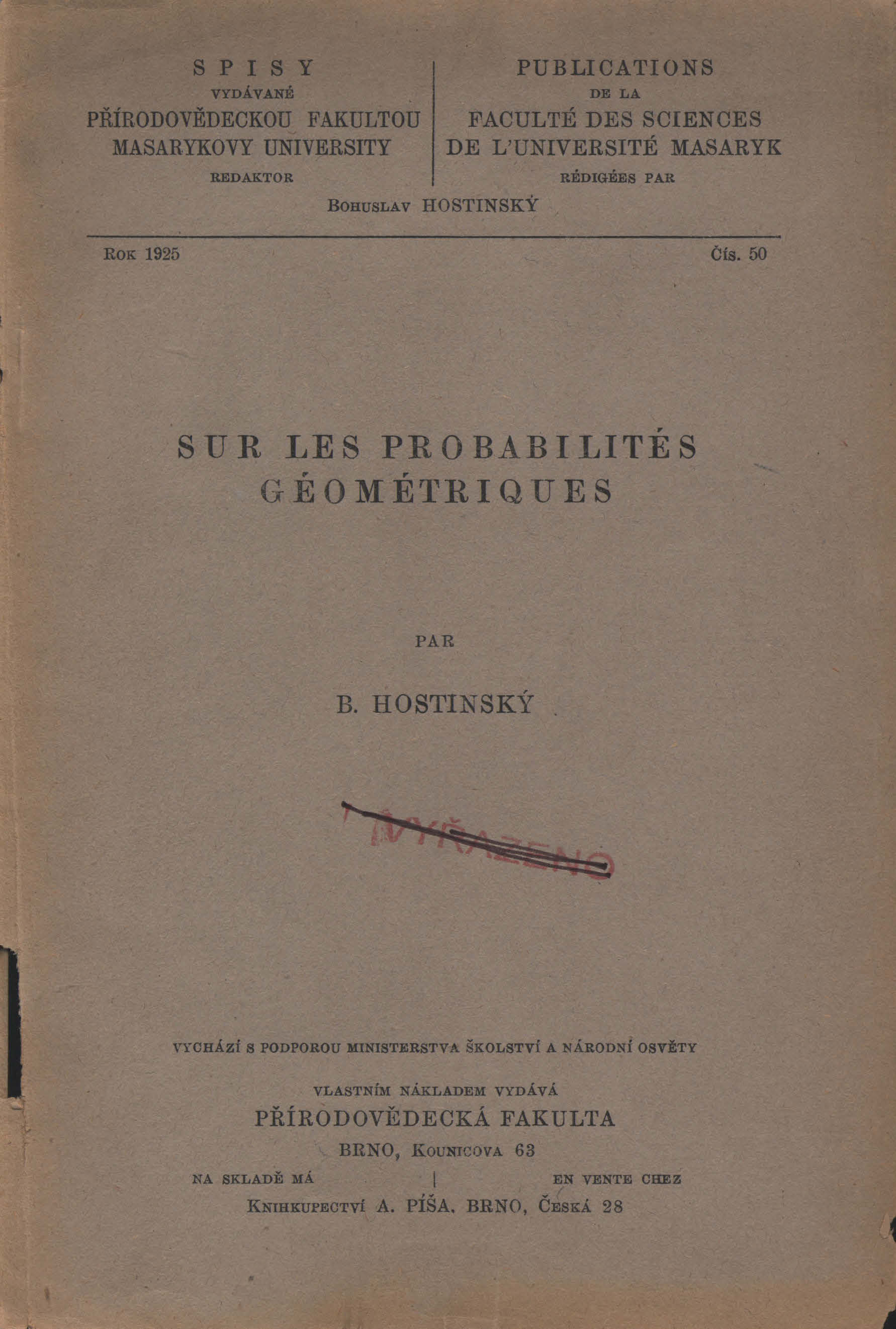 Obálka pro Sur les probabilités géométriques