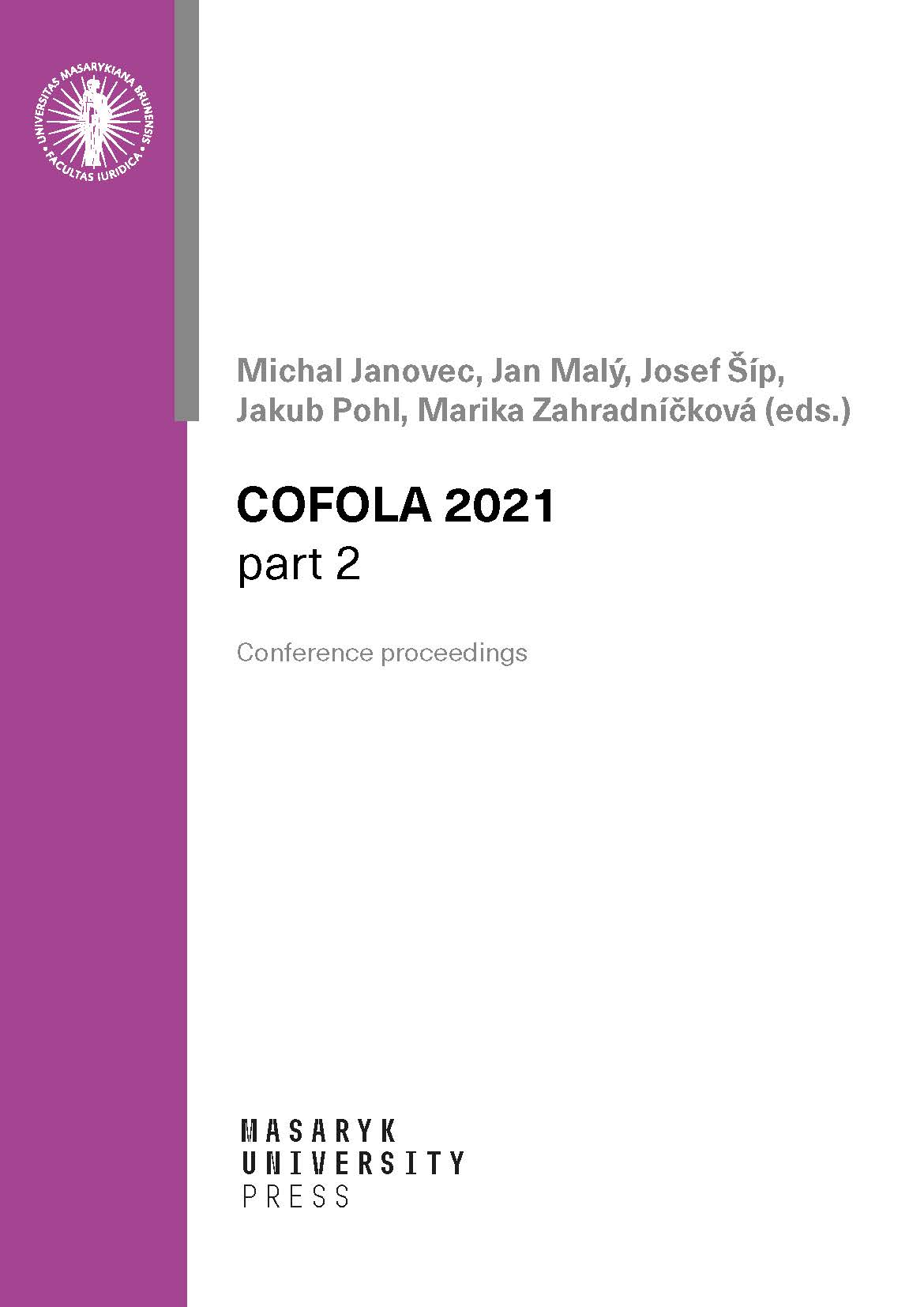Obálka pro COFOLA 2021. Conference for Young Lawyers, part 2