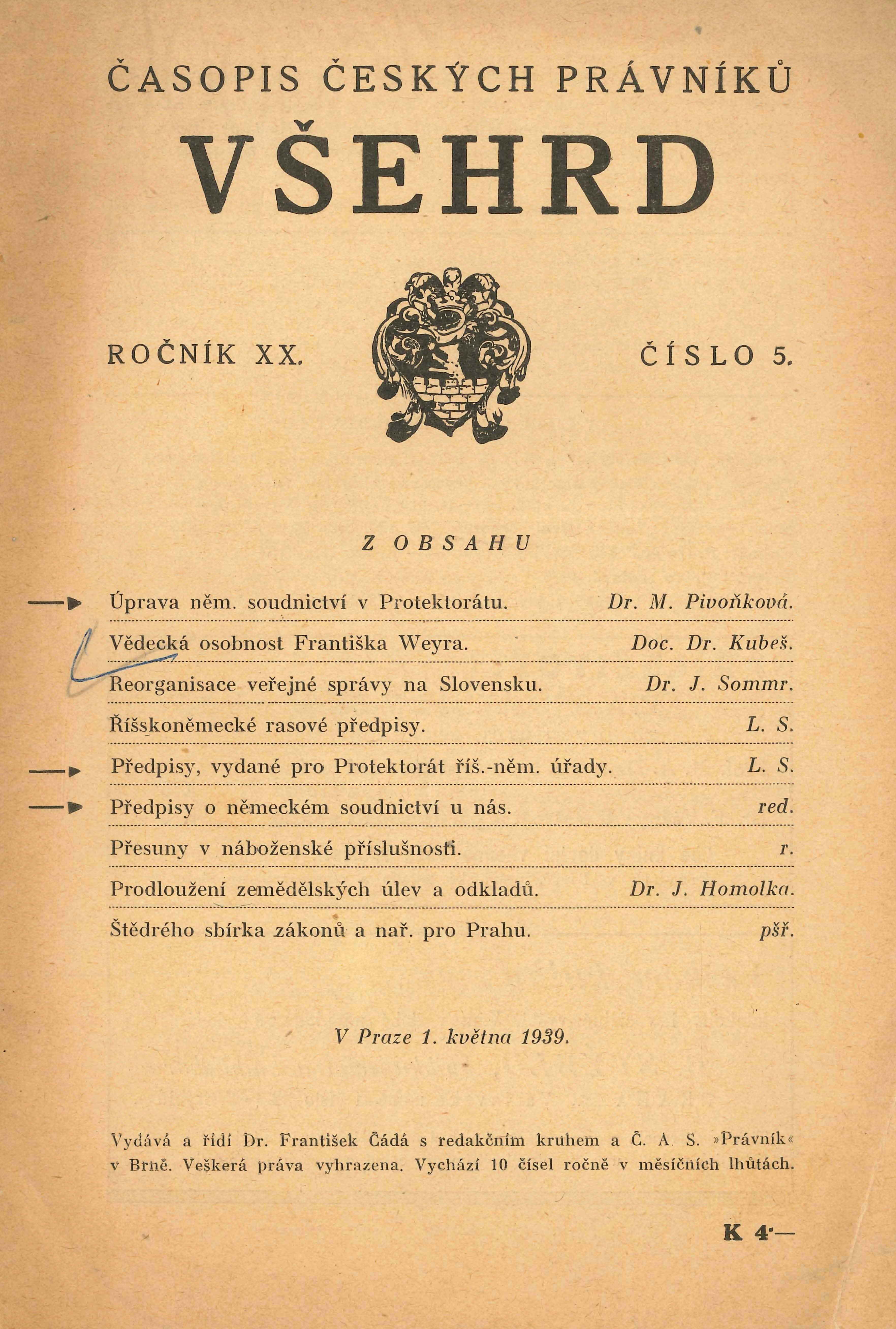 Obálka pro Vědecká osobnost Františka Weyra : (K jeho šedesátinám)