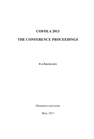 Obálka pro Cofola 2013. The Conference Proceedings