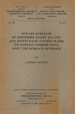 Sur les surfaces du troiseme degre qui ont, aux points d’une courbe plane, un contact d’ordre deux avec une surface générale (Cover image)