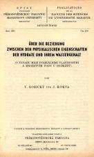 Über die Beziehung zwischen den physikalischen Eigenschaften der Hydrate und ihrem Wassergehalt/O vztahu mezi fysikálními vlastnostmi a množstvím vody u hydrátů (Cover image)