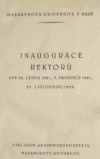 Inaugurace rektorů dne 22. ledna 1921, 3. prosince 1921, 27. listopadu 1922 (Cover image)