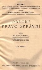 Obecné právo správní. Díl první (Cover image)