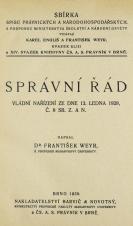 Správní řád : vládní nařízení ze dne 13. ledna 1928, č. 8. Sb. z. a n. (Cover image)