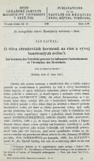 O vlivu obratlovčích hormonů na růst a vývoj bezobratlých zvířat / Les hormons des Vertebrés, peuvent ils influencer l’accroissement et l’évolution des Evertebrés (Cover image)