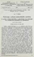 Pathologie retikulo-endoteliálního systému / Le système reticuloendothélial, sa physiologie et sa pathologie avec considération particulière des endothélioses (Cover image)