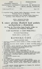 K otázce přerůstu dlouhých kostí podněty mechanickými a chemickými : část klinická a část pokusná / Zur Frage des überwuchses langer Knochen infolge von mechanischen und chemischen Reizungen (Cover image)