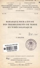 Remarque pour l’étude des tremblements de terre en Tchécoslovaquie (Cover image)