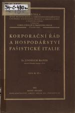 Korporační řád a hospodářství fašistické Italie (Cover image)