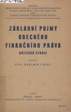 Související publikace: Základní pojmy obecného finančního práva : kritická studie