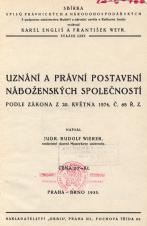 Uznání a právní postavení náboženských společností podle zákona z 20. května 1874, č. 68 Ř. Z. (Cover image)