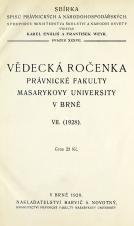 Vědecká ročenka právnické fakulty Masarykovy university v Brně. 7. (1928)