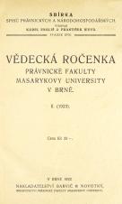 Obálka pro Vědecká ročenka právnické fakulty Masarykovy university v Brně. 2. (1923)