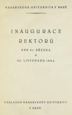 Obálka pro Inaugurace rektorů 3. III. a 22.XI. 1924