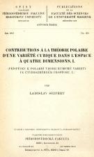 Obálka pro Contributions a la théorie polaire d’une variété cubique dans l’espace a quatre dimensions. I.